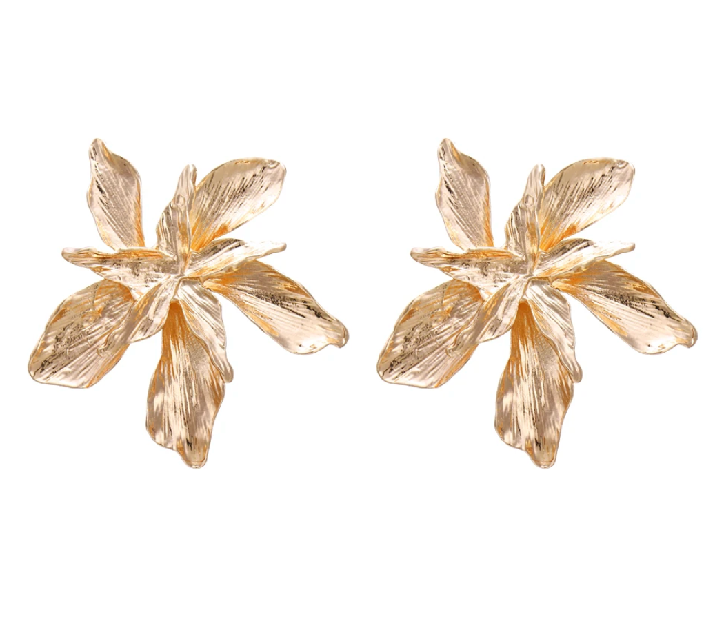 18 Karat vergoldete große Ohrringe mit wilden Blättern