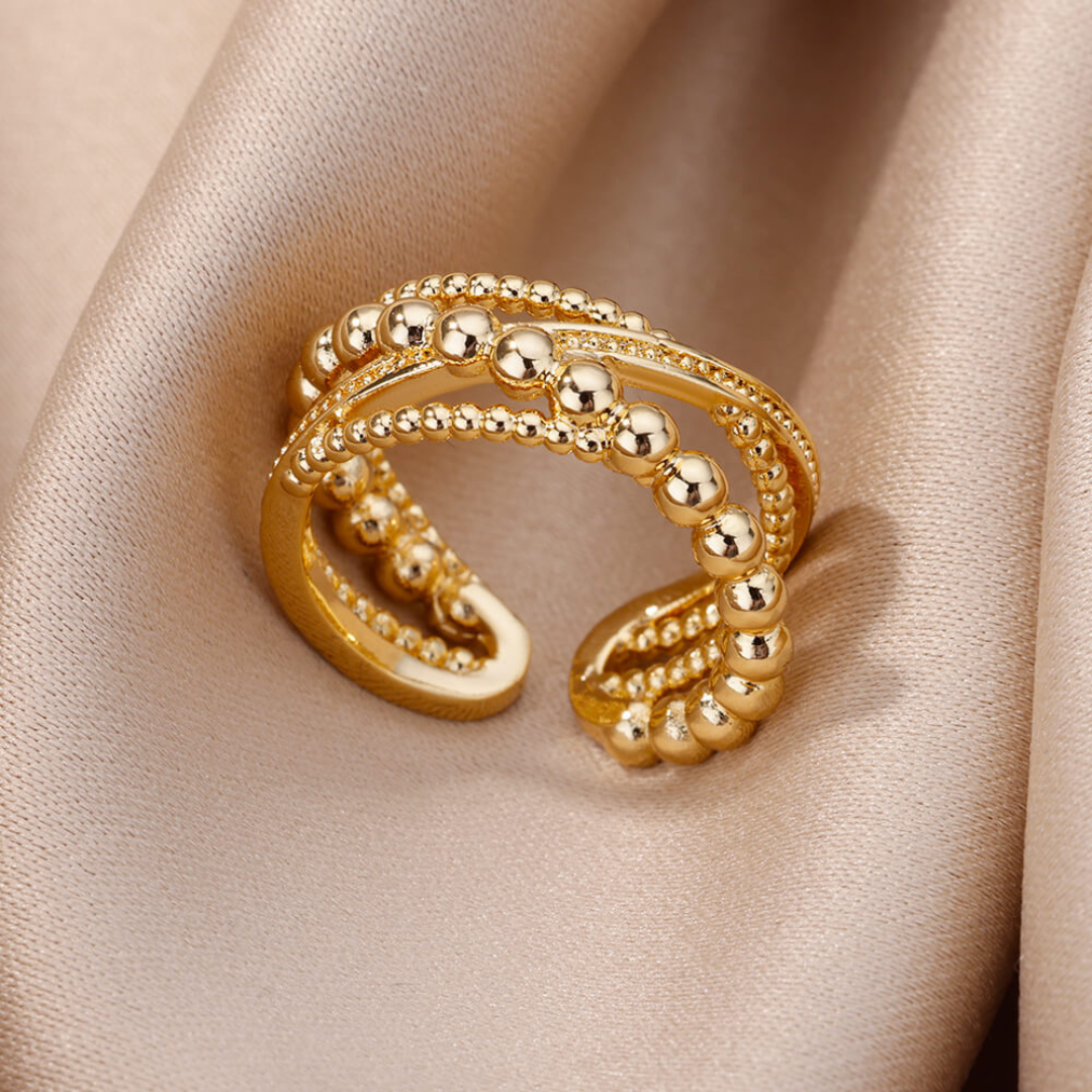Verstellbarer 18K Gold Plated Ring mit Perlendesign