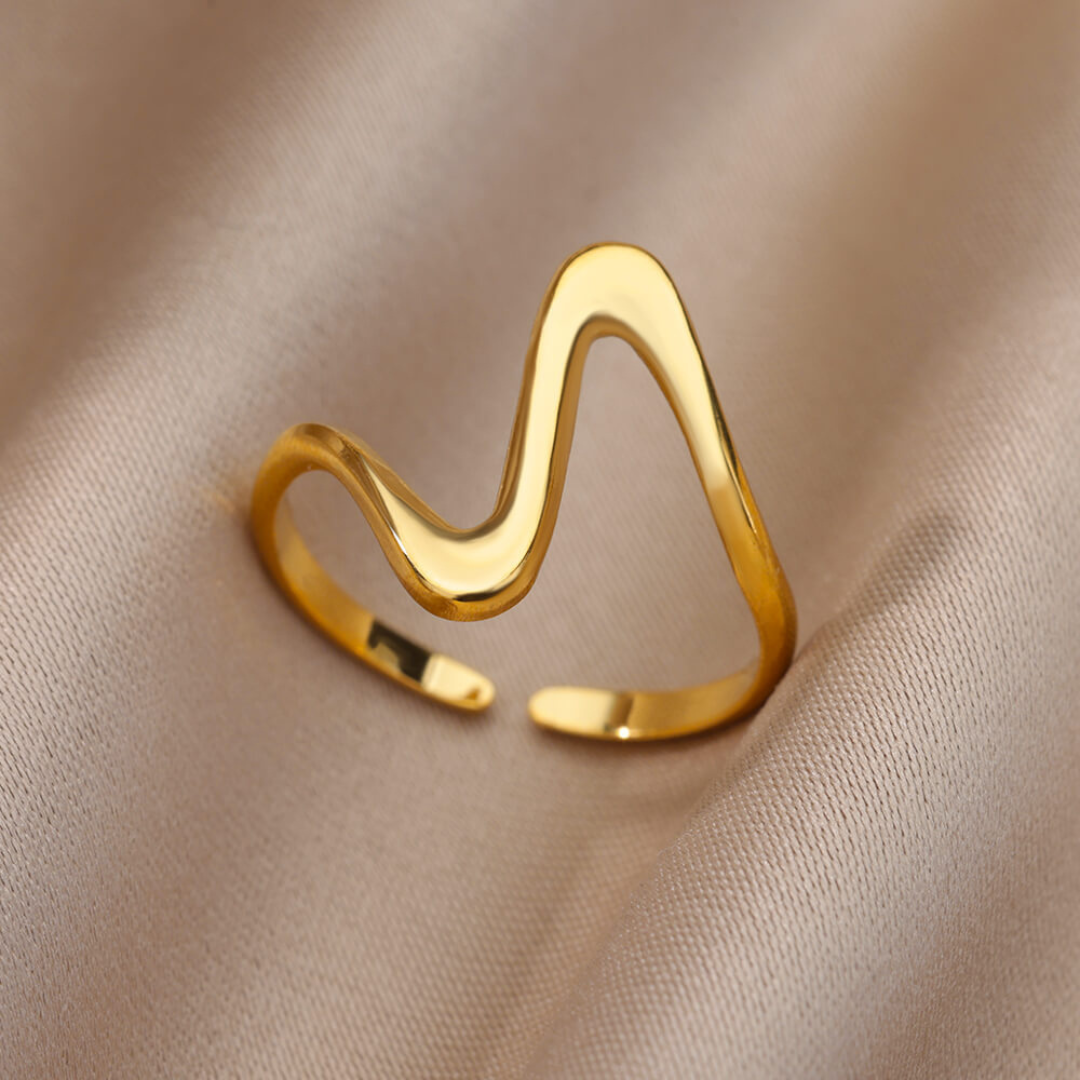 18K Gold Plated dünner Ring mit modernistischer abstrakter Form
