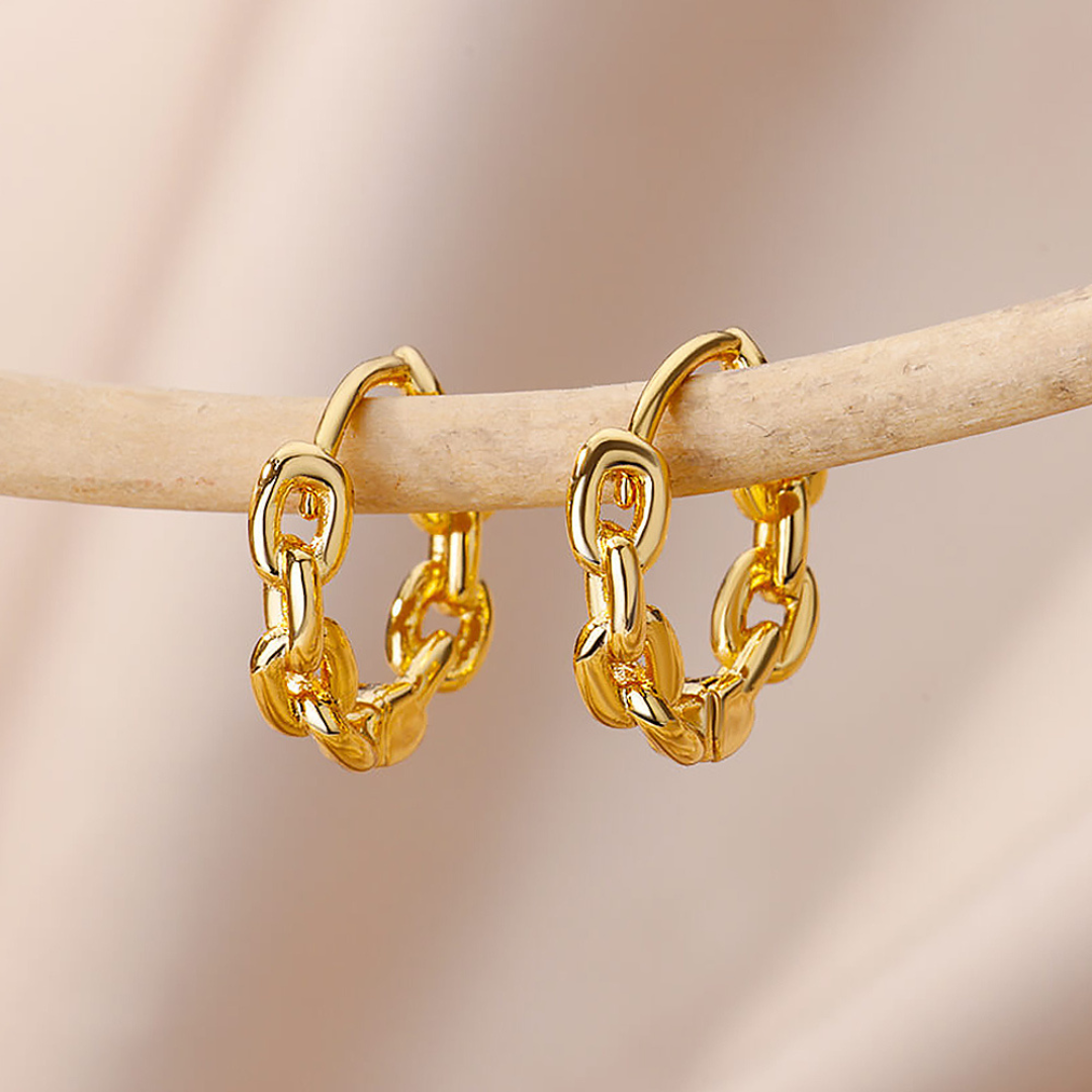 18K Gold plattierte Ohrringe in Form einer Kette