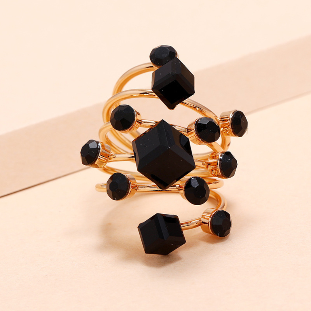 Verstellbarer 18K Gold plattierter Ring mit farbigen Zirkonia Steinen