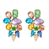 18 Karat vergoldete Ohrringe mit farbigen Edelsteinen in Form von schönen Blättern