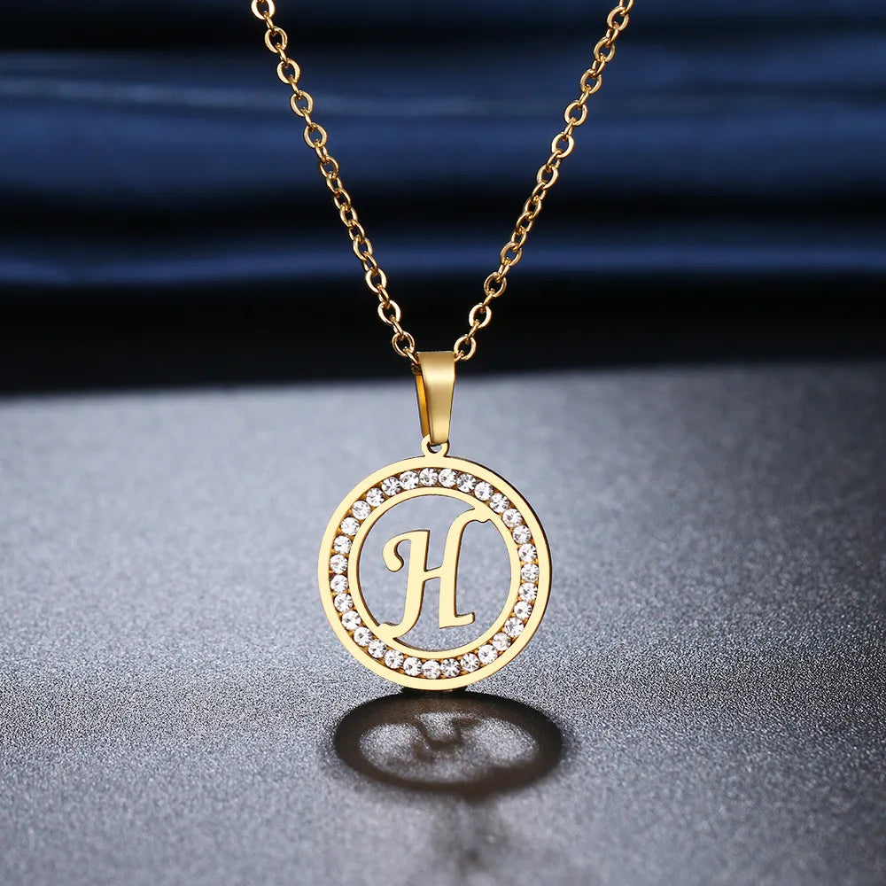 18K vergoldet und 925 Silber Kristall Strass Initialen Buchstaben Halsketten