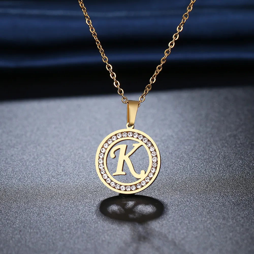 18K vergoldet und 925 Silber Kristall Strass Initialen Buchstaben Halsketten