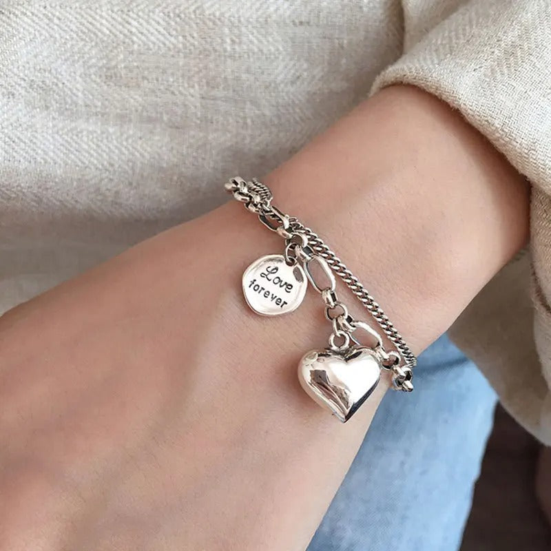 925 Sterling Silber Armband Love forever + 2 Free Charms